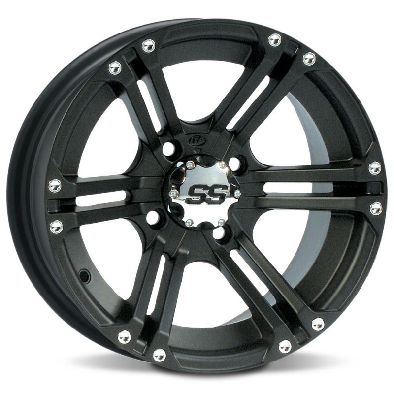 ITP Delta Black Front Wheel - 12x7, 5+2 Offset, 4/110 Bolt Pattern For ATV/UTV (Part D12F511)