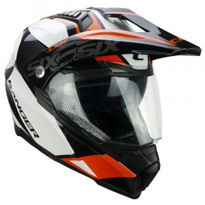 Dual-Sport kiiver CGM Twin Ranger Bianco Arancione